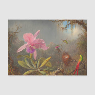 Cattleya Orchid and Three Hummingbirds Heade Tissue Paper