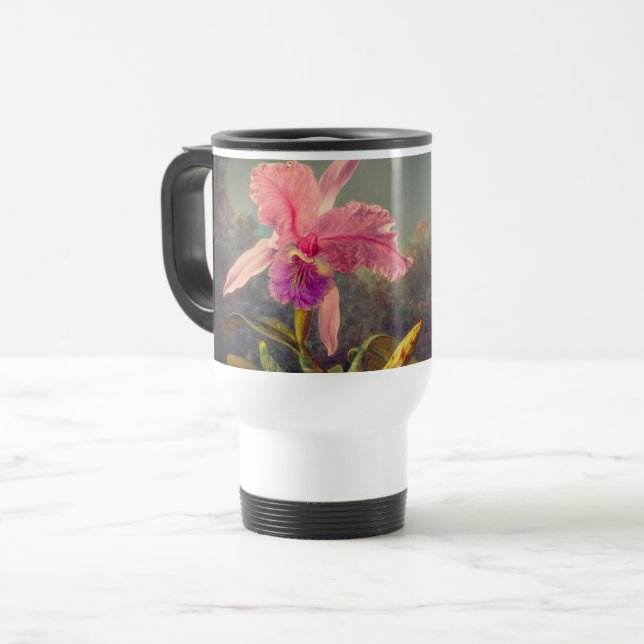 Cattleya Orchid and Three Hummingbirds Heade Travel Mug (Front Left)