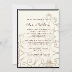 Cattleya Orchid Black Cream - Bridal Shower Invite