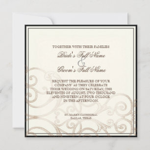 Cattleya Orchid Cream Black - Wedding Invitation