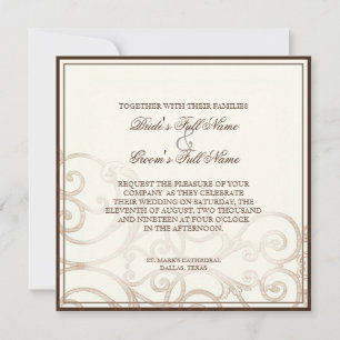 Cattleya Orchid taupe brown - Wedding Invitation