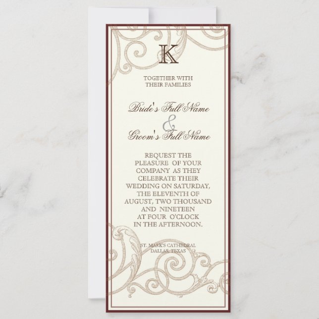 Cattleya Orchid taupe brown - Wedding Invitation (Front)