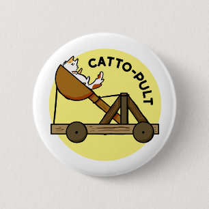 Catto-pult Cat Pun Button Pin