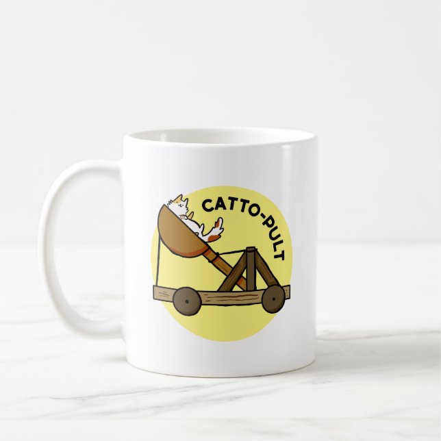 Catto-pult Cat Pun Mug (Left)