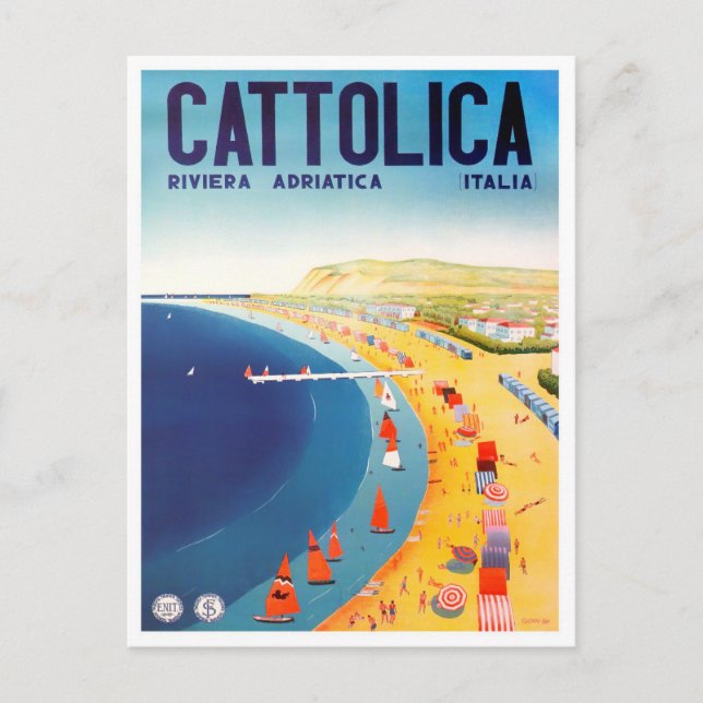 Cattolica Italy vintage travel Postcard (Front)