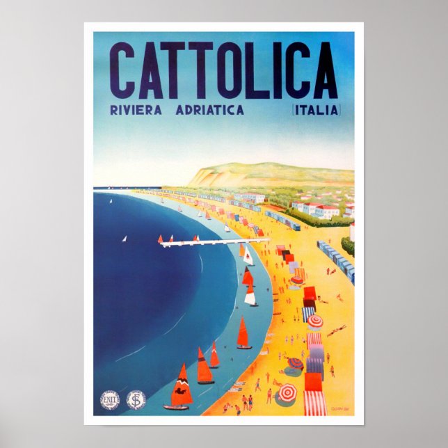 Cattolica Italy vintage travel Poster (Front)