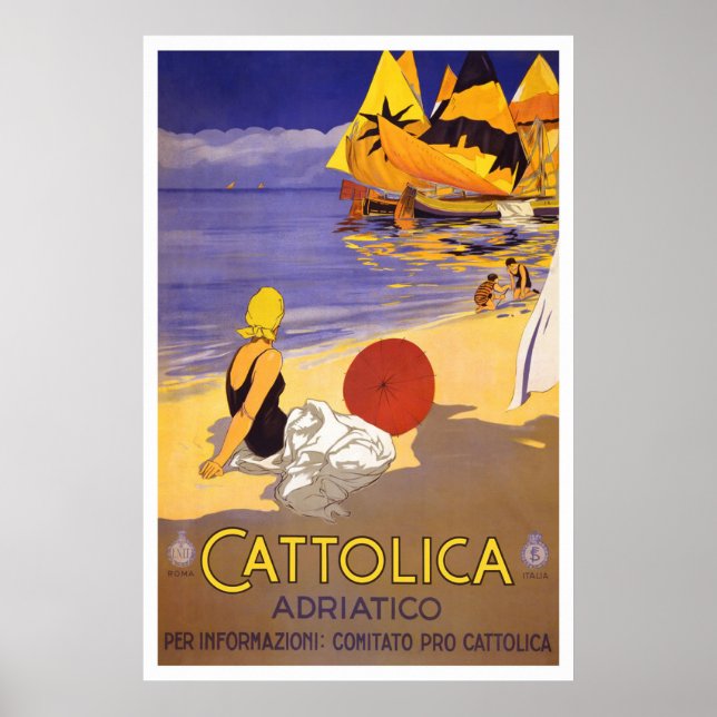 "Cattolica" Vintage Italian Travel Poster (Front)
