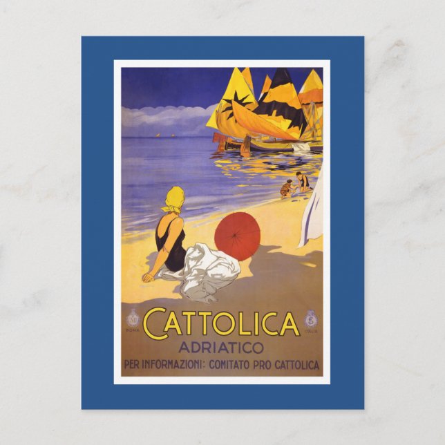 Cattolica Vintage Italian Travel Poster Postcard (Front)