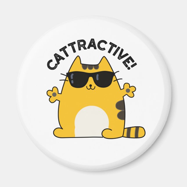 Cattractive Cute Attractive Cat Pun Magnet (Front)