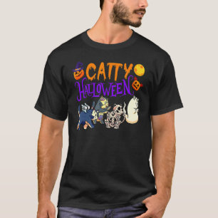 Catty Halloween Cat  Halloween Ghost Cat Apparel 1 T-Shirt