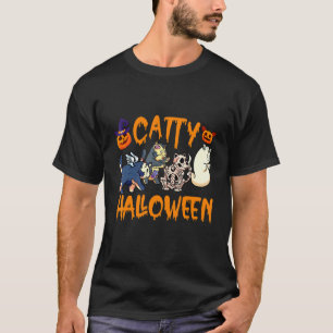 Catty Halloween Cat  Halloween Ghost Cat Apparel 3 T-Shirt
