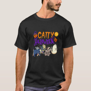Catty Halloween Cat  Halloween Ghost Cat Apparel   T-Shirt