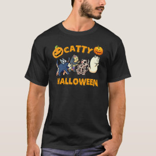 Catty Halloween Cat  Halloween Ghost Cat Apparel T-Shirt