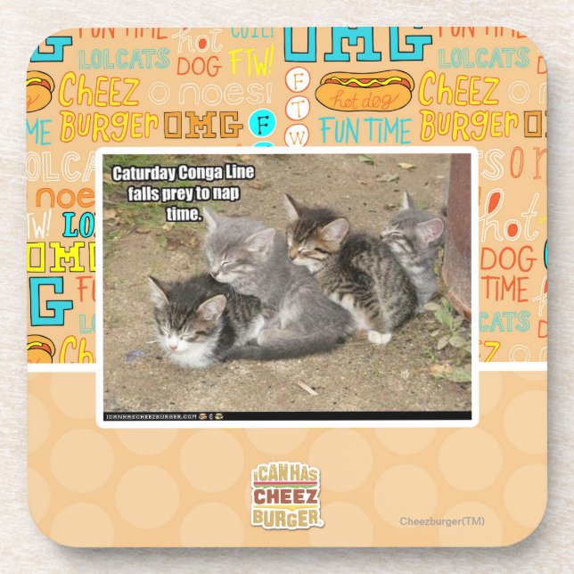Caturday Conga Line Coaster (Front)