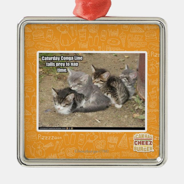 Caturday Conga Line Metal Tree Decoration (Front)