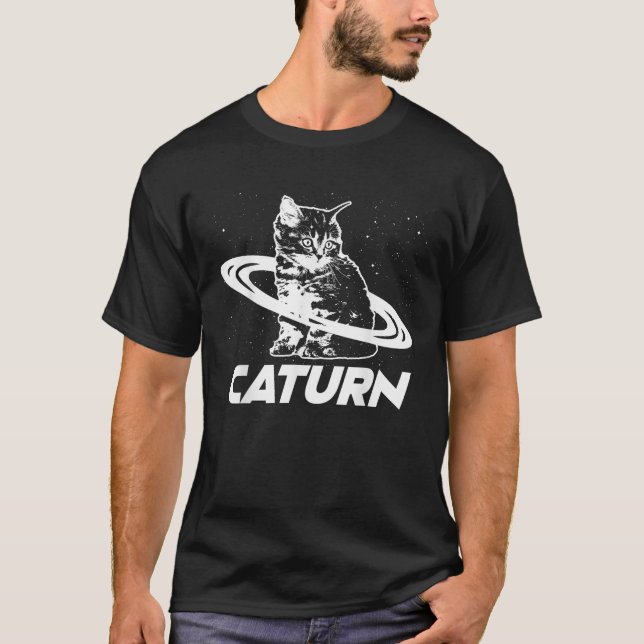 Caturn Saturn Space Cat  T-Shirt (Front)