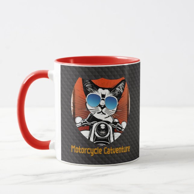 Catventure motorcycle - Vintage motorcycle cat Mug (Left)