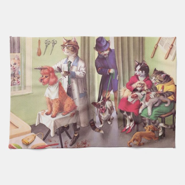 CATWALKS: Bulldog at the Barbers - Tea Towel (Horizontal)