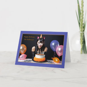 Catwoman - Happy Halloween Birthday Holiday Card