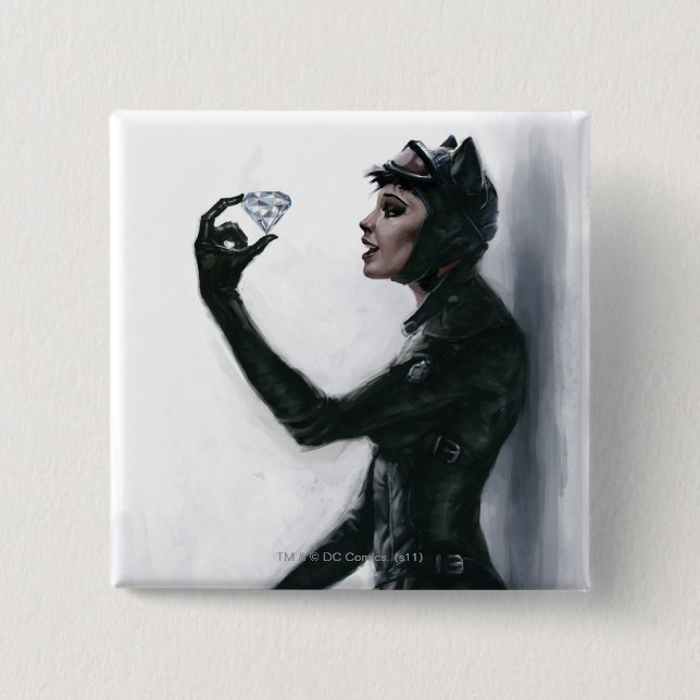 Catwoman Illustration 15 Cm Square Badge (Front)