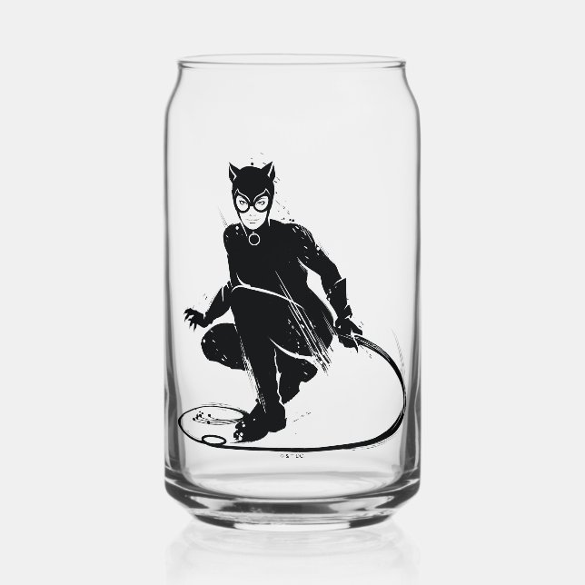 Catwoman Ink Brush Pose Can Glass (Front)