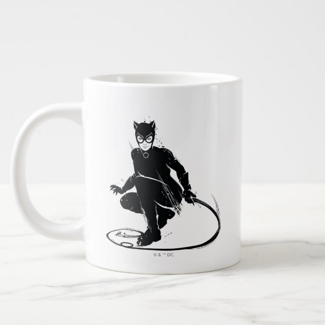 Catwoman Ink Brush Pose Large Coffee Mug (Left)