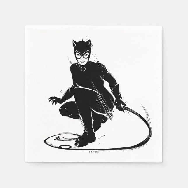 Catwoman Ink Brush Pose Napkin (Front)