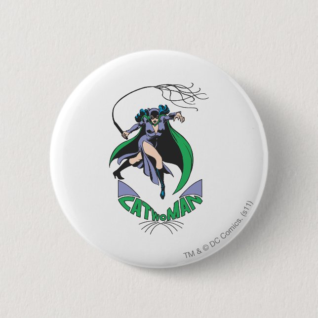 Catwoman & Logo Green 6 Cm Round Badge (Front)