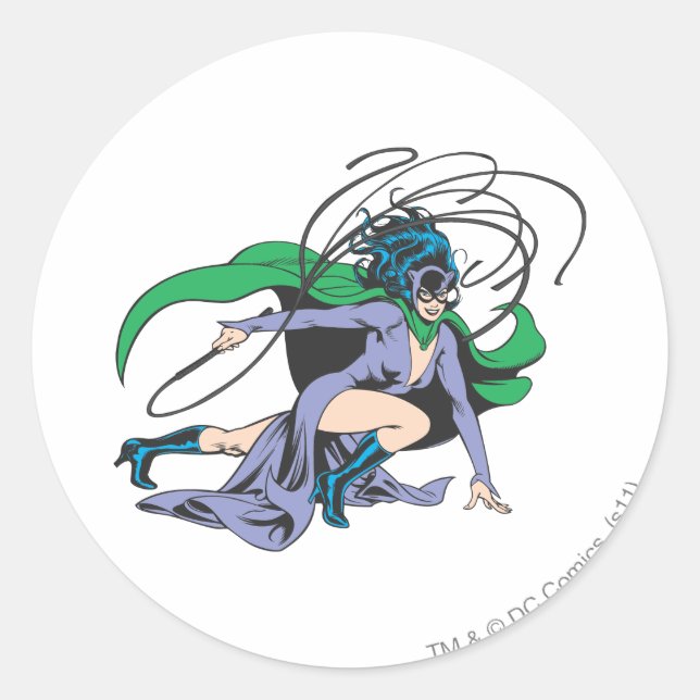 Catwoman Lunges Classic Round Sticker (Front)