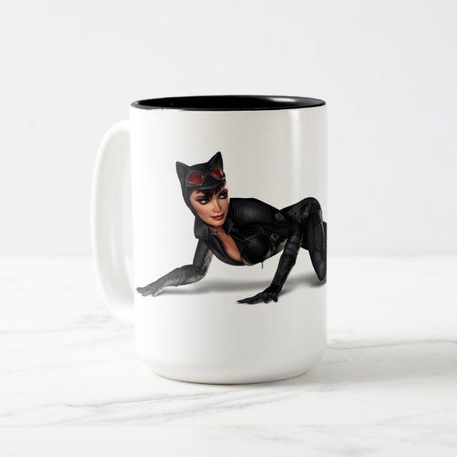 Catwoman Lurking Two-Tone Coffee Mug (Front Left)