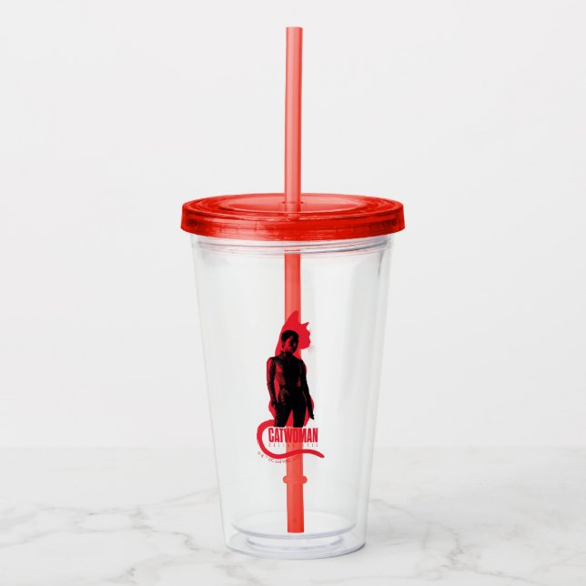 Catwoman Selina Kyle Cat Silhouette Acrylic Tumbler (Front)