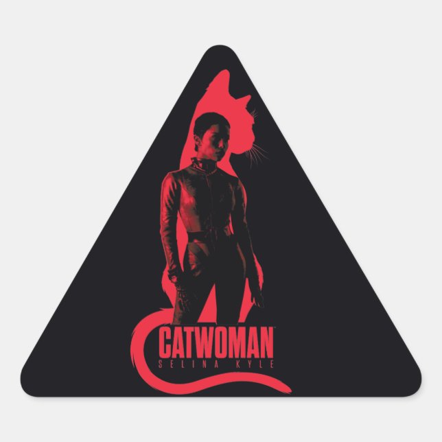 Catwoman Selina Kyle Cat Silhouette Triangle Sticker (Front)