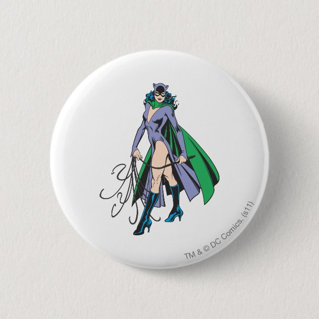 Catwoman Stands 6 Cm Round Badge (Front)