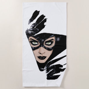 Catwoman The Claws Are Out Cover Illustration Beach Towel