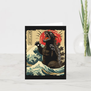 Catzilla Cat Art Funny Cat Japanese For Men Women Card