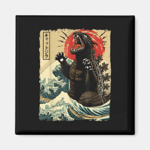 Catzilla Cat Art Funny Cat Japanese For Men Women Magnet