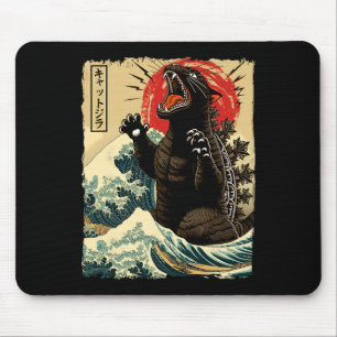 Catzilla Cat Art Funny Cat Japanese For Men Women Mouse Mat