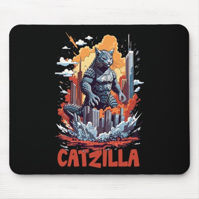 Catzilla Cat City Skyline Funny  Mouse Mat (Front)
