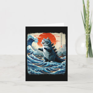 Catzilla Cat Japanese Art Funny Cat Adventure 0hok Card