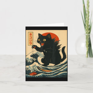 Catzilla Cat Japanese Art Funny Cat For Men Women Card