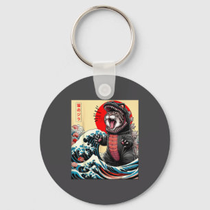 Catzilla Cat Japanese Art Funny Cat For Men Women  Key Ring