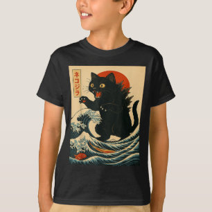 Catzilla Cat Japanese Art Funny Cat For Men Women T-Shirt