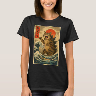 Catzilla Cat Japanese Art Funny Cat For Men Women  T-Shirt
