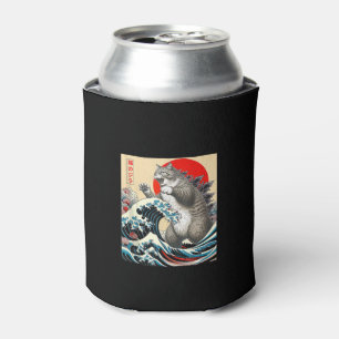 Catzilla Cat Japanese Art Funny Cat Gifts For Men Can Cooler