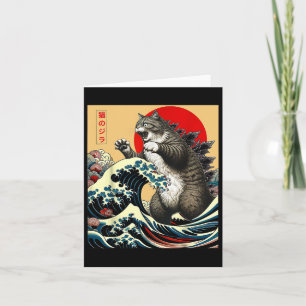 Catzilla Cat Japanese Art Funny Cat Gifts For Men  Card
