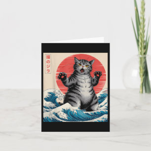 Catzilla Cat Japanese Art Funny Cat Gifts For Men  Card