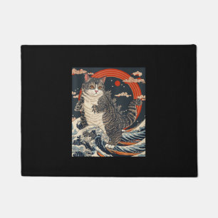 Catzilla Cat Japanese Art Funny Cat Gifts For Men Doormat