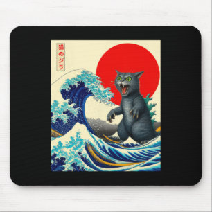 Catzilla Cat Japanese Art Funny Cat Gifts For Men  Mouse Mat