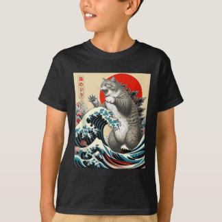 Catzilla Cat Japanese Art Funny Cat Gifts For Men T-Shirt