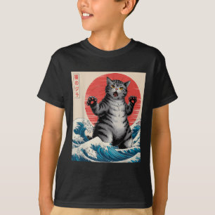 Catzilla Cat Japanese Art Funny Cat Gifts For Men  T-Shirt